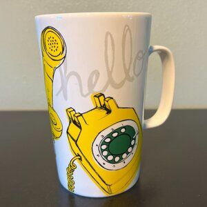 STARBUCKS Hello! Retro Rotary Dial Up Yellow Phone w/ Curly Cord Tall Mug 2015
